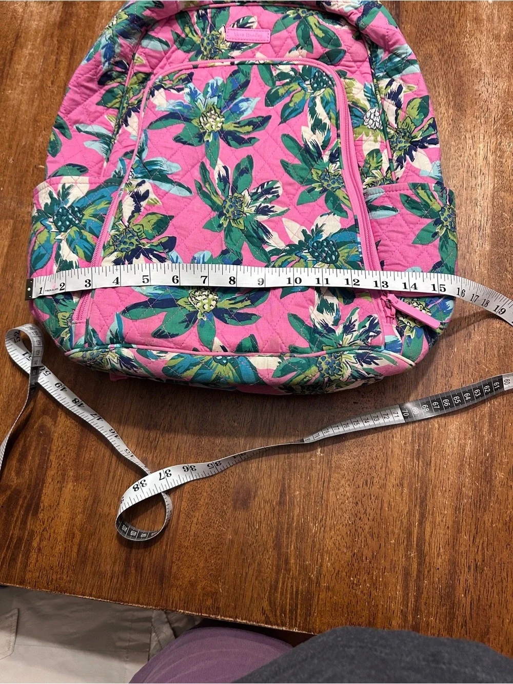 Vera Bradley Pink Quilted Campus Laptop Backpack Retired Tropical Paradise